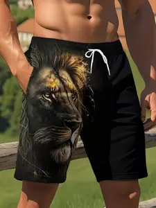 Men's King Basketball Shorts, with Accents, Drawstring Waist, Plus Size Casual Gym Shorts, Athleisure Shorts, Lightweight Workout Shorts