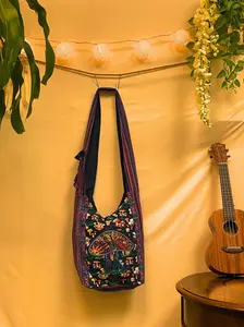 Sun Mushroom Dragonfly Boho Hippie Bag - Unique Design with Sun Mushroom Pattern, Ideal for Boho Style Fashion