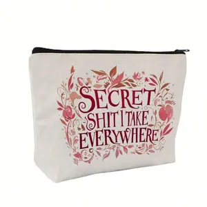 Floral Zipper Pouch, Secret I Take Everywhere Makeup Bag, Cute Cosmetic Organizer, Perfect Valentine’s Day Gift for Her