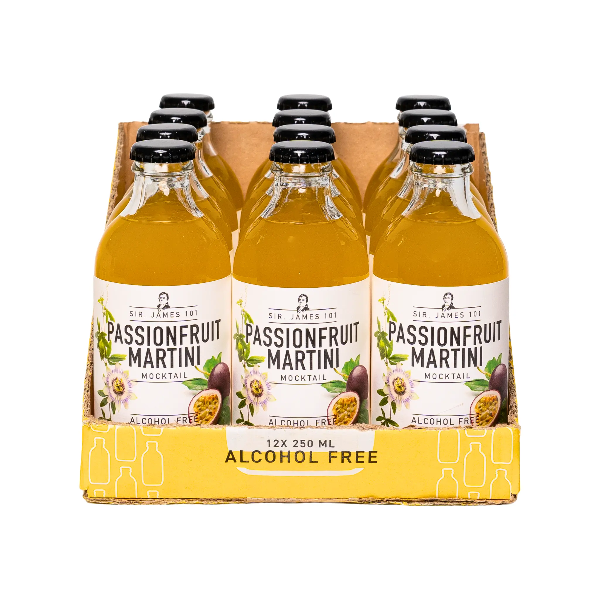 Sir. James 101 Passionfruit Martini Carbonated Mix - 12-Bottle Party Pack, for Adults, Ambient, Better Rhodes Non-Alcoholic Drink