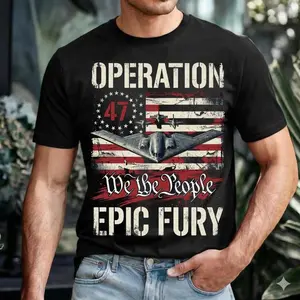 [Sale Up To 50%] Operation 47 We The People Epic Fury T-Shirt, Patriotic B2 Bomber USA Flag Gift, Military Freedom Supporter Graphic Tee