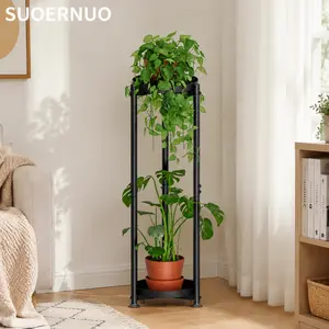 SUOERNUO Multi-use 2 Tier Flower Shelf | Metal Corner Plant Holder Indoor Outdoor