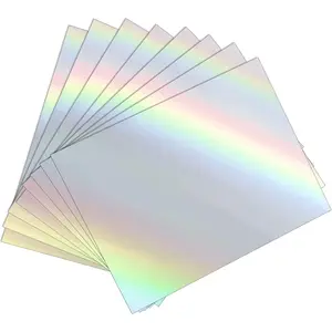 25 Sheets 8.5x11 inch Holographic Sticker Paper Waterproof Self-Adhesive Printable Vinyl for Inkjet & Laser Printer (Silver)