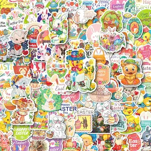 Holographic Easter Stickers, 100 Pcs Cute Easter Egg Stickers Bulk for Kids, Water Bottle Stickers Waterproof Vinyl Phone Skateboard Laptop Stickers, Aesthetic Sticker Packs for Girls Teens