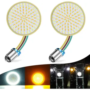 Extremely Bright Front Turn Signals & Running Switchback LED Lights Panel with 1157 Base Compatible for Harley Dyna Street Glide Road King, White/Amber