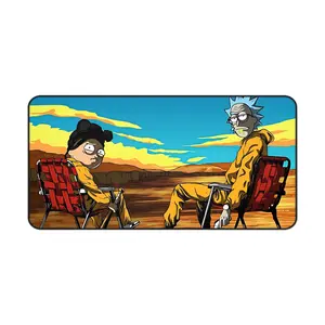Rick & Morty Breaking Bad Parody Desk Mat - Funny Cartoon Anti-Slip Rubber Base Extra Large Gaming Mousepad - Desk Accesories