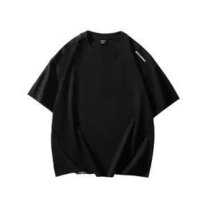 Men's 100% Cotton Crew Neck Short Sleeve T-Shirt - Loose Fit, GOLFCROSS Embossed Print, Menswear Top for Summer Street Style Casual Wear