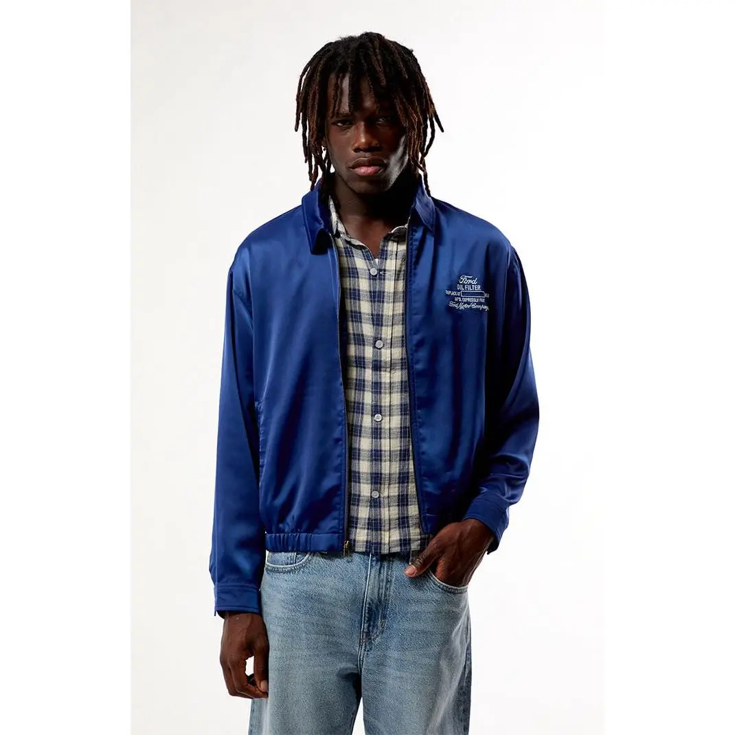 FORD Men's Blue Oil Satin Jacket