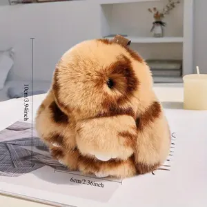 2pcs Fluffy Bunny Paw Keychains - Blue Purple & Warm Brown Stripes, Adorable Rabbit-Shaped Charms with Sparkling Details, Perfect for Valentine'S Day, Birthdays, and More, Ideal for Gifts, Birthdays | Playful Design | Sparkling Detail, Bunn