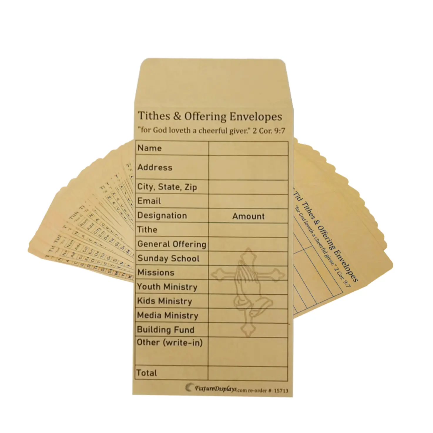 FixtureDisplays® Church Supplies Tithe and Offering Envelope 50 Pack Kraft Christian Church Ministry Charity Offering Tithe Envelopes 6.8 X3.7" 15713NEW-NF
