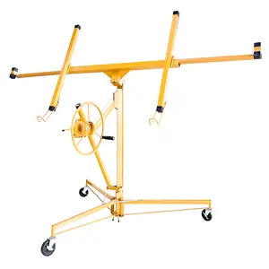 Donext 11/13 FT Drywall Lift Panel Rolling Hoist Jack Lifter Sheetrock Heavy Duty Industrial Construction Tools with 360° Caster Wheels Yellow