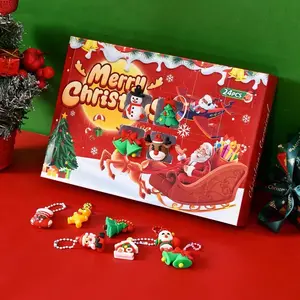 24pcs Christmas Mystery Blind Box Keychains Series, Cartoon Doll Charms for Kids & Festive Celebrations, Holiday Gift Set