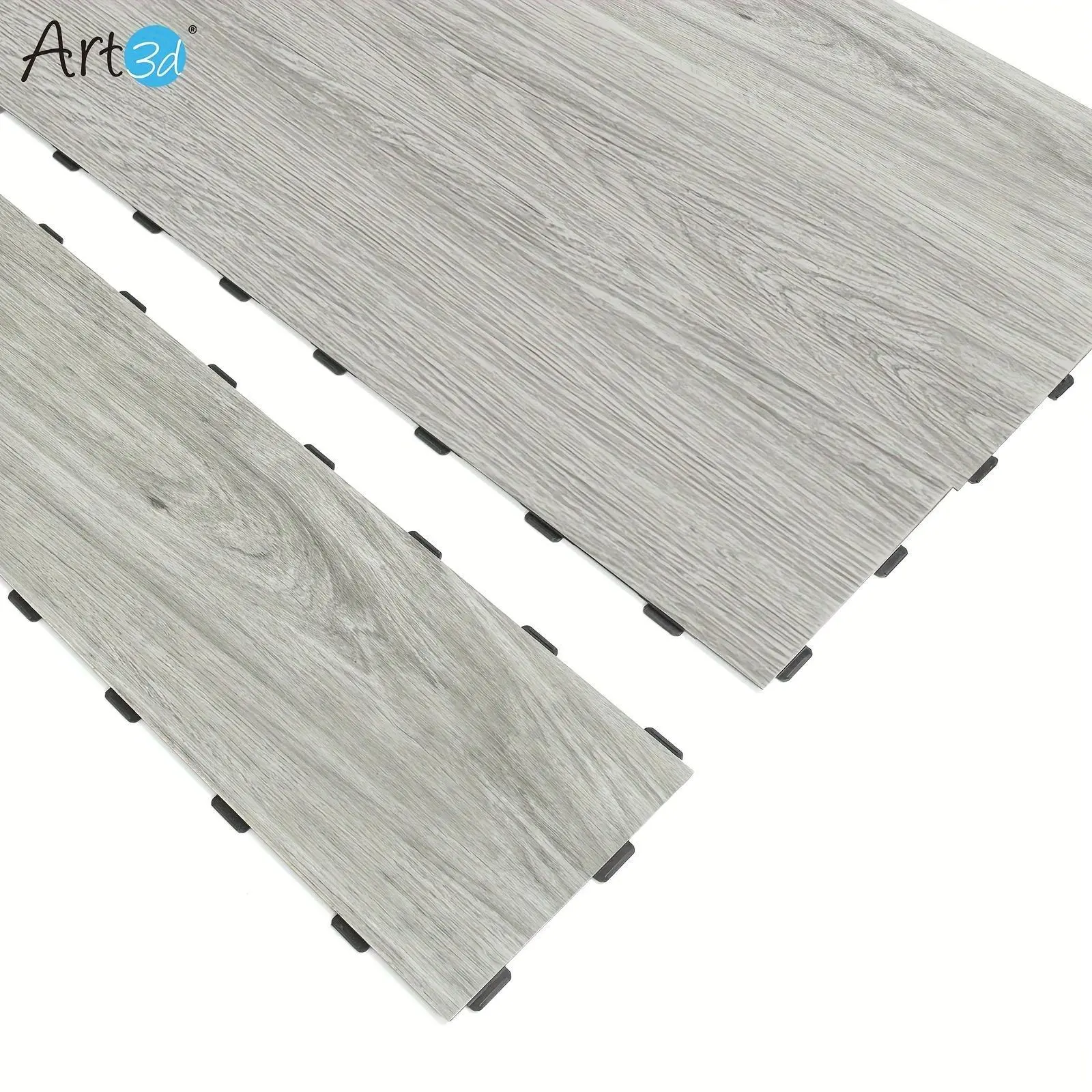 "Art3d Venice Ash Interlocking Luxury Vinyl Flooring Tile - 18-Piece, 36""x6"", Waterproof, Anti-Slip, Wear-Resistant, Reusable, Covers 27 Sq. Ft - For Kitchen & Bathroom - Perfect for DIY Home Renovation"