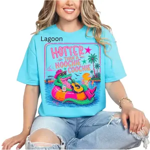 Hotter Than A Hoochie Coochie, Neon, Summer, Funny, Alligator, Trendy Summer T-shirt