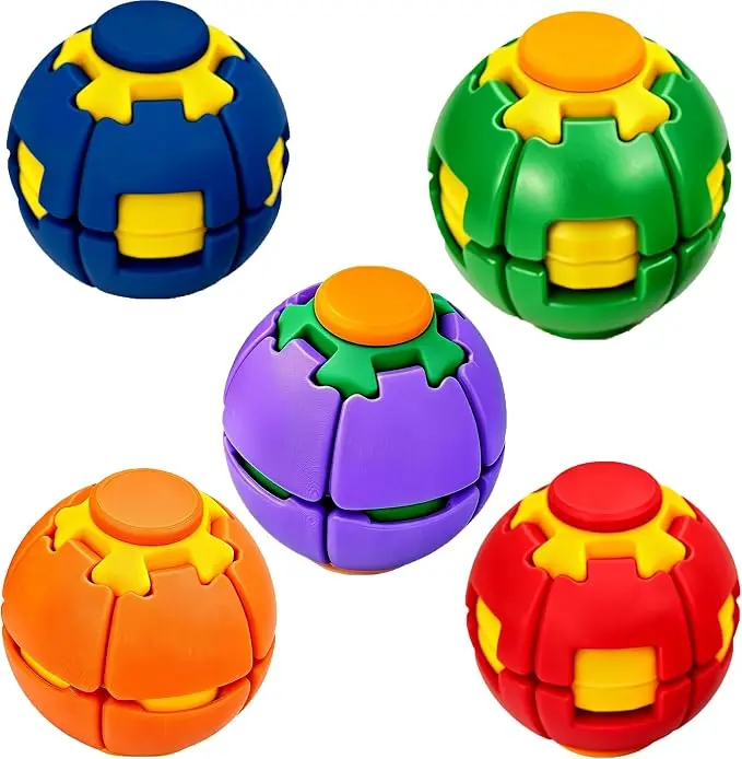 3-in-1 Unisex ABS Plastic Ball Shape Fidget Spinner, Portable Pocket Finger Sensory Toy with Press-Rotate Function, Stress Reliever for Kids & Adults