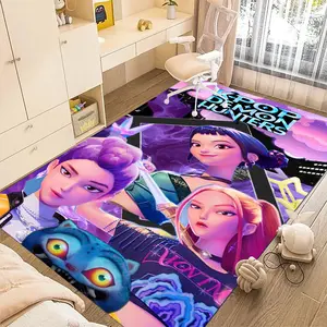 KPop Demon Hunters 81 cartoon print carpet, home living room, bedroom, office chair under carpet, holiday gift for family and friends, Christmas decoration carpet