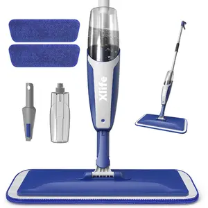 Floor Cleaning Spray Mop with 15 oz Refillable Bottle, 2 Washable Microfiber Pads and 1 Scraper-For Hardwood, Laminate, Wood, Ceramic - Flat Mop for Home or Commercial Use (No Cleaner)