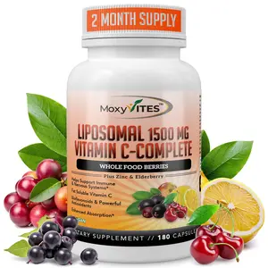 MoxyVites Liposomal Vitamin C 1500mg with Zinc & Organic Elderberry Capsules for Immune Support & Antioxidant Protection