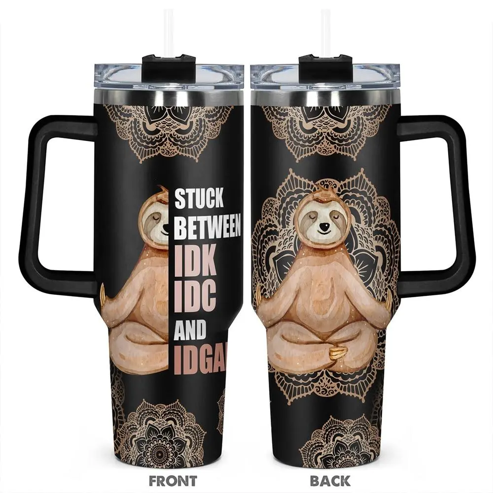 40oz Tumbler, Hydration Tumbler, 1 Count Stainless Steel Cup, Insulated and Durable, Cute Sloth Pattern Tumbler, Perfect for Fantasy Lovers & Unique Artwork Fans, Vacuum Insulated Tumbler, Insulated Travel Drinkware