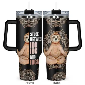 40oz Tumbler, Hydration Tumbler, 1 Count Stainless Steel Cup, Insulated and Durable, Cute Sloth Pattern Tumbler, Perfect for Fantasy Lovers & Unique Artwork Fans, Vacuum Insulated Tumbler, Insulated Travel Drinkware