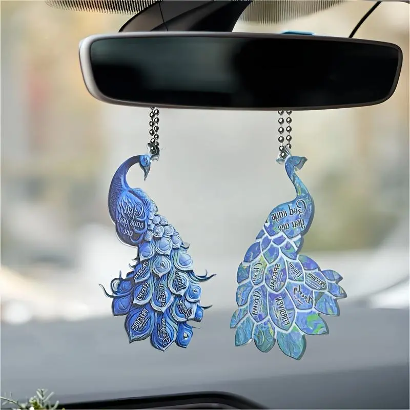 Peacock Acrylic Hanging Ornament - 2D Flat Car Home Decor, Backpack Keychain Accessory, Car Interior Ornaments, Unique Gift for Women Teens