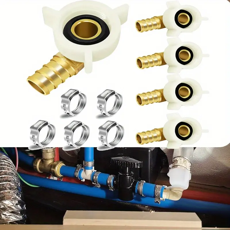 1/2" PEX Swivel Elbow Facuet Connector, 5pcs PEX Rv Water Line Fittings, 1/2" x 1/2" PEX Female NPT Adapter,90 Degree NPSM PEX Adapter for Pipe Plumbing Connection