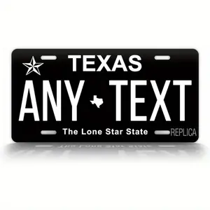 Customized Texa Black License Plate Personalized TX Auto Tag