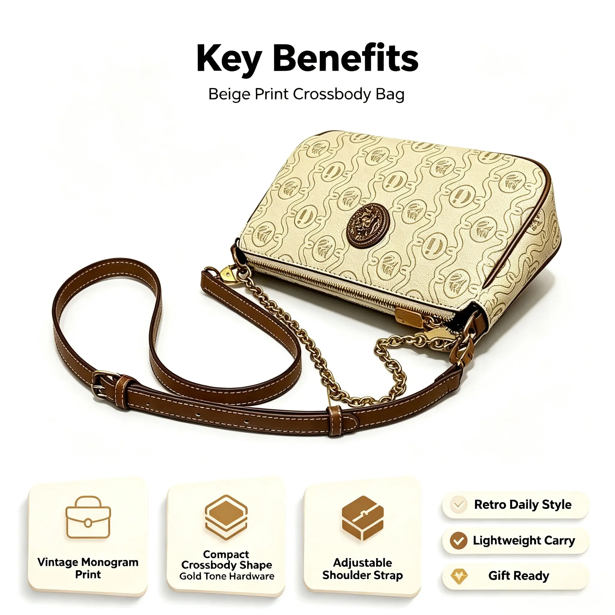 Women's Synthetic Mini Messenger Bag for Mahjong Players, PVC Material with Adjustable Chain Strap, Crossbody/Shoulder Bag with Zippered Top Closure, Style-Focused Mini Gaming Accessory Purse (Not for Gameplay)