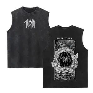 Sleep Token Unisex Cotton Vintage Washed Tank Top Sleep Symbol Vintage Print Casual Regular Fit Suitable for Daily Wear Vintage Band Style Suitable for Couples Perfect Gift for Boyfriend,summervibes