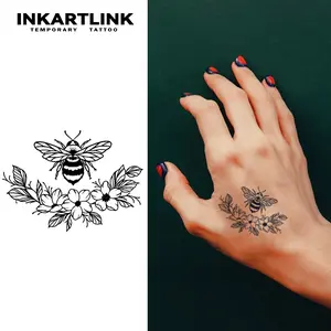 INKARTLINK Tattoo Tech, 2 Sheets Small Semi Permanent Tattoo, Adult Art Design Temporary Tattoos, Lasts 1-2 Weeks, Waterproof, Realistic Look, No Adhesive, No Reflection (Little Bee)