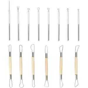 14 count Clay Pottery Sculpting Tools Set, Pottery Trimming Tools,Carving Art Polymer Clay Tools,with  Detail Tool and  Wire Texture for Ceramic Wax Carving