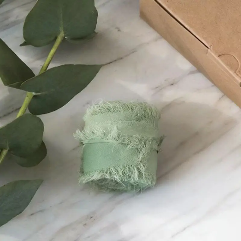 Chiffon Ribbon 3.81cm X 6.4m, Handmade Frayed Edges, Ideal for Gifts and Weddings, Perfect DIY Craft and Decoration Material