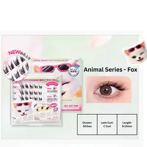 MR.WISH Animal Series Fox Style Glue-Free False Eyelashes 9-13mm Length C-Curved 0.07mm Thick Lightweight for Everyday Makeup 30/box