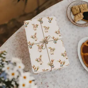 Vintage Floral Easter Bunny Wrapping Paper - Perfect for Easter and Spring Celebrations