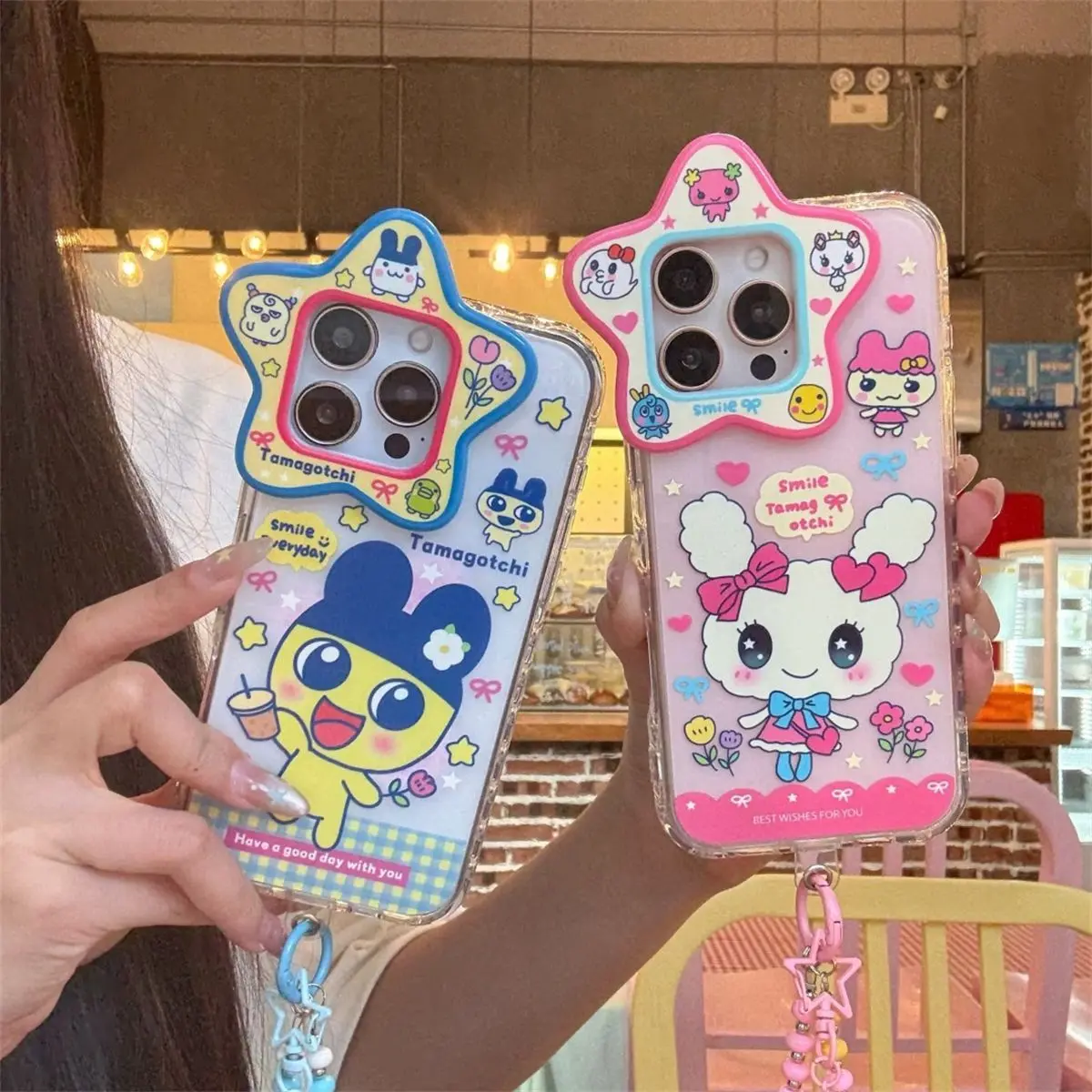 Sanrio Tamagotchi Star Flower Art Silicone Shell & Screen Protector Set - Customized, Shockproof Phone Accessory for iPhone 14/14 Pro/15/16/16 Pro Max with Manufacturer Warranty