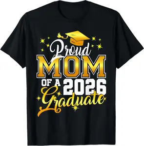 100% Cotton Senior Mom 2026 Graduation Proud mom of a 2026 Graduate T-Shirt