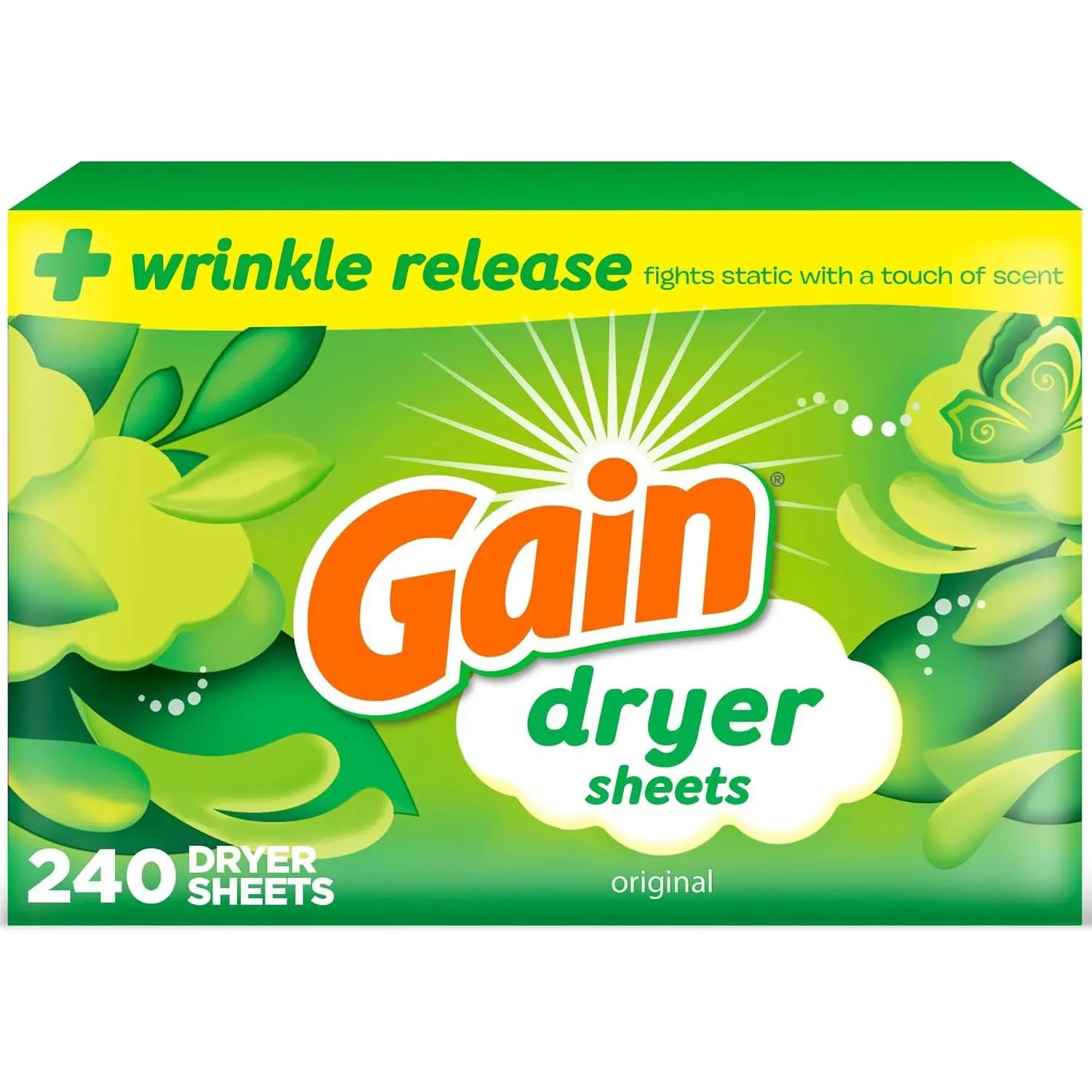 Laundry Dryer Sheets, Fabric Softener Wrinkle Reducing Anti Static Sheets, Original Scent, 240 Count (Packaging May Vary)