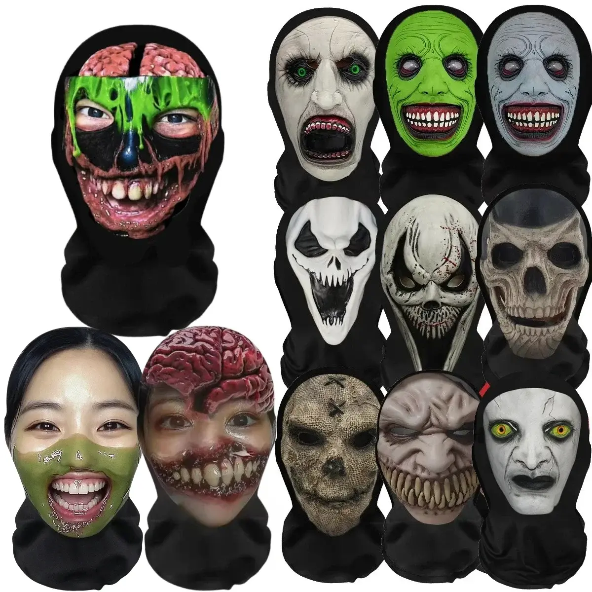 2026  New Creative Headpiece Halloween Carnival Funny Headgear Cosplay Costume Comical Wig Mask Prank Props Party Decoration