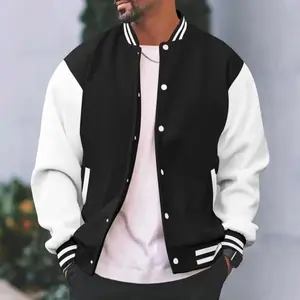 Men'sAutumnandWinterFlightJacketBaseballJerseyVelvetLooseCasualStand-upJacketMenVarsityJacketCoatforMen