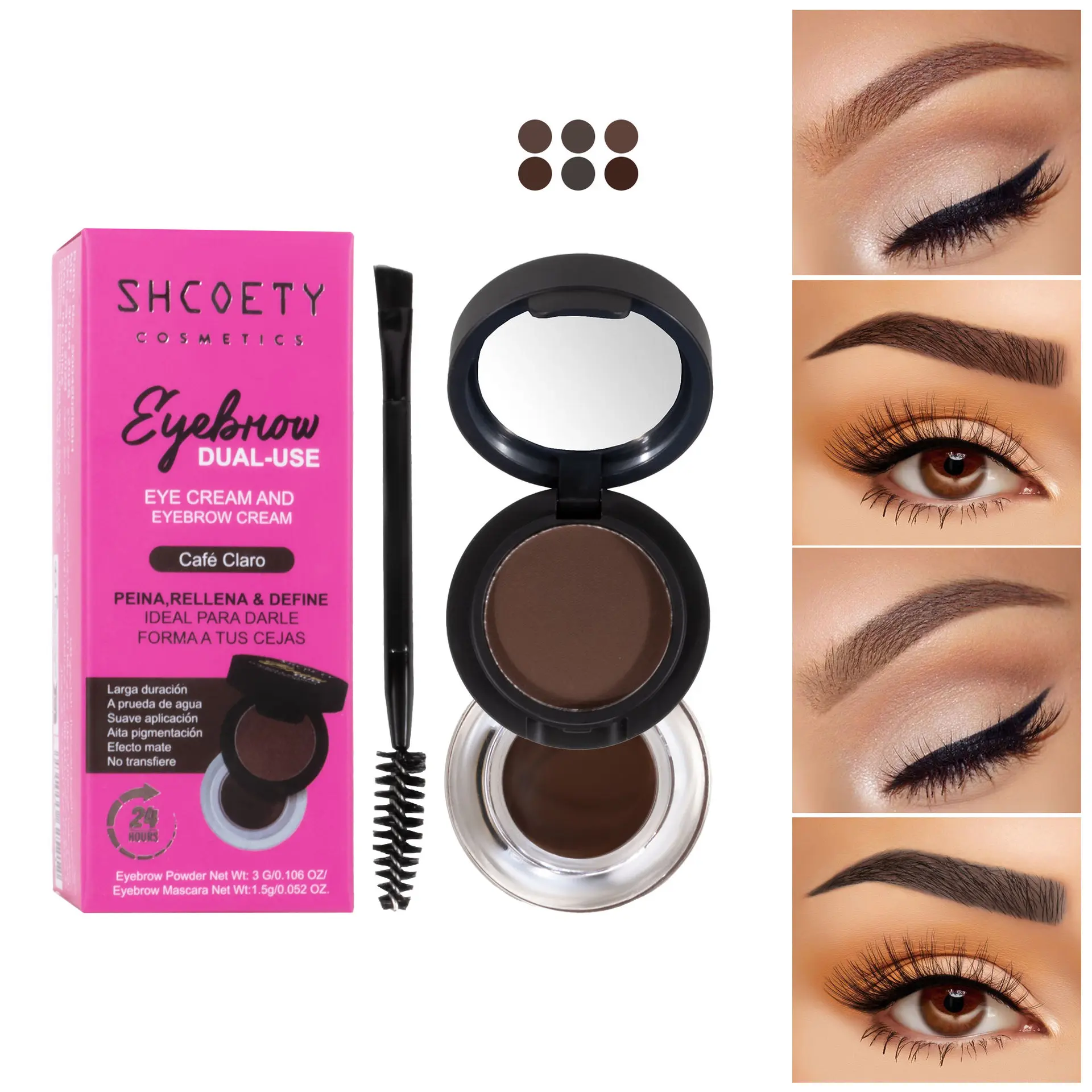 HOT Budget 2 In 1 Twist Split Brow Kit, Waterproof Pomade & Brow Powder With Mirror, Detachable Upper Layer For Portable Touch Up, Dual End Brush, 3 Shades Fog & 3D Wild Eyebrow Makeup For All Hair Shades