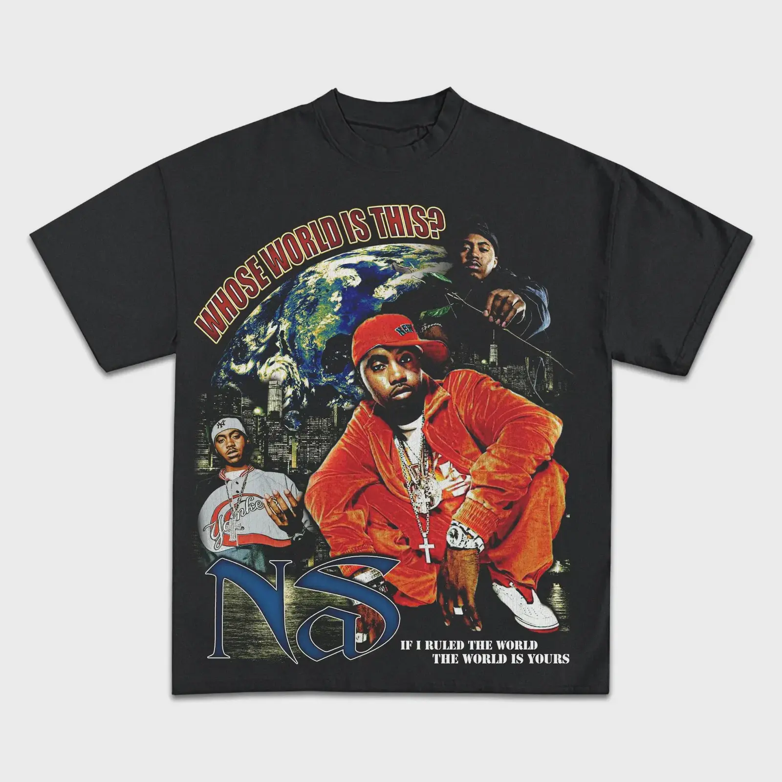 Youth & Adults Nas World Is Yours Boxy Vintage Shirt Graphic Rap Tee Streetwear Y2K