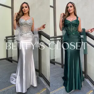 Sophia Off-Shoulder Beaded Satin Mermaid Glam Gown