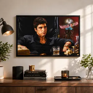 Scarface Canvas Poster |   "The World Is Yours" Wall Art Print for Bedroom, Office & Gamer Room