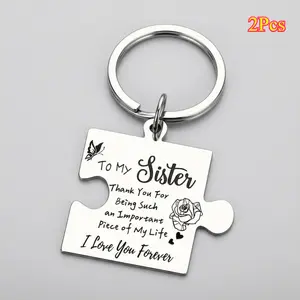 2Pcs "To My Sister" Keychain, Stainless Steel Wallet Accessories, Car Key Accessories, Suitable For: Birthdays, Christmas, Halloween, Parties As A Favorite Romantic Gift For Your Favorite Sister,