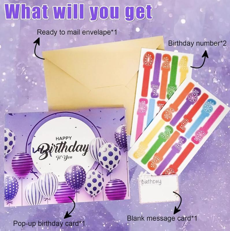 BREEZA Birthday Cards Fireworks Pop Up Cake Blowable Light and Music Happy Birthday CardGifts for Wife,Husband, Grandpa,Grandma,Daughter,Son Birthday Gift,Cake Fireworks LED Candle Lights,3D Birthday Card with Music and Colorful Lights
