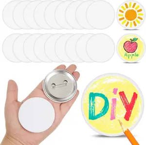 Xunyee 20 Pack Blank White Button Pins 2.25 Inch/ 58 Mm DIY Craft Button with P XunYee