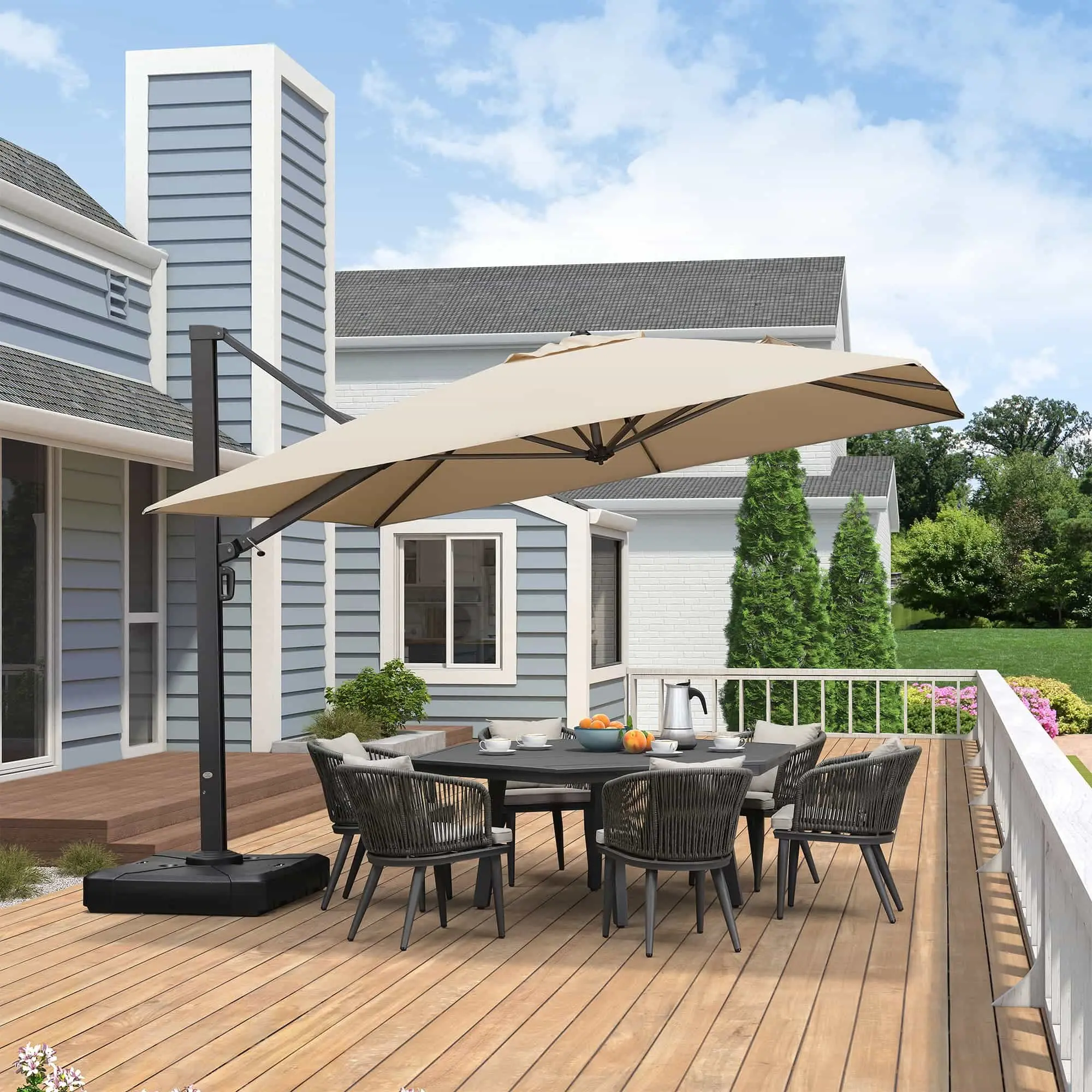 PURPLE LEAF 11x11 ft Square Sydney Style Patio Umbrella, Outdoor Parasols Canopies & Shade, Sun Protection Parasols Canopies & Shade