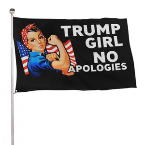 Donald Trump Girl No Apologies Flag FREE SHIP President Save America Republican Guns Gods Freedom Libs Suck Sign Poster Usa 3x5' Single Wall Tapestry Black Trump Girl No Apologies American Flag Woman Flexing Arm Design For Bedroom Living Room Decor