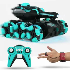 Remote Control Tank That Shoots, RC Tank 4WD, Gesture-Controlled RC Car with 360° Rotation, Water Bead Shooting, Army Tank Toy, Toys for Boys 4-12, Military Toys, Birthday Gift for Kids