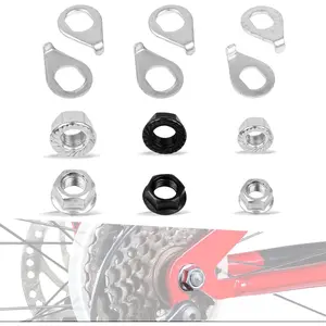 12 count Bicycle Axle Nuts and Safety Washers, 3 Size M8 M9.5 M10  Wheel Nuts Kit, Black   Axle Nuts Washers for Front Rear Mountain Road  City  Wheel